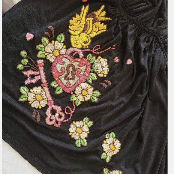 NEW Soul Revival Size XS Black Embroidered Queen Cami Top Shirt New NWT GORGEOUS - Picture 5 of 11
